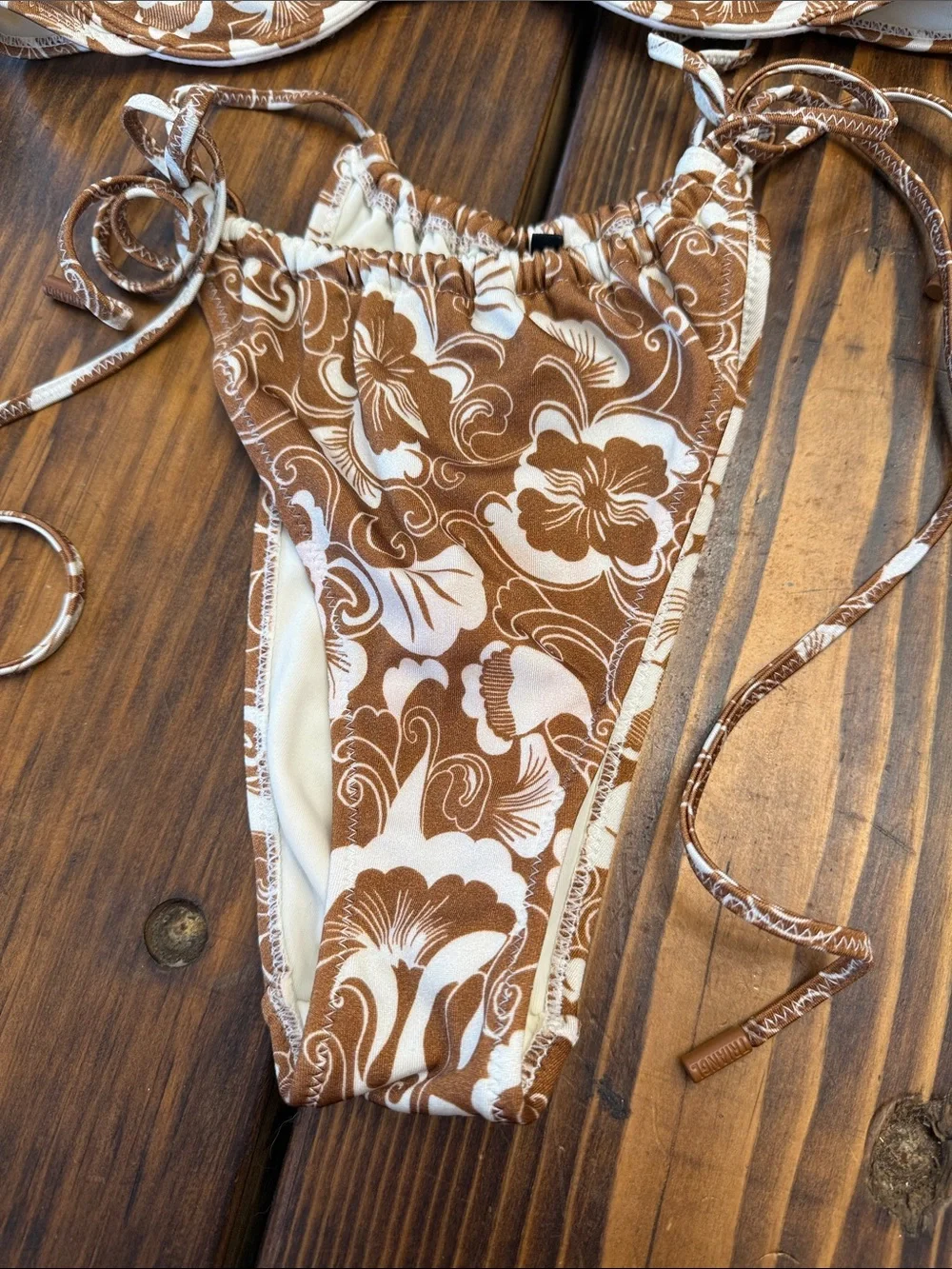 Triangl  Brown & White Printed Bikini Set - Medium top/large bottom.  Like new!